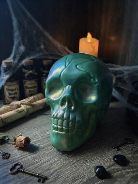 Green Iridescent Decorative Skull Accent - Home Accents